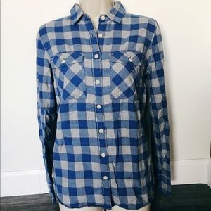 J. Crew blue and gray check flannel shirt
